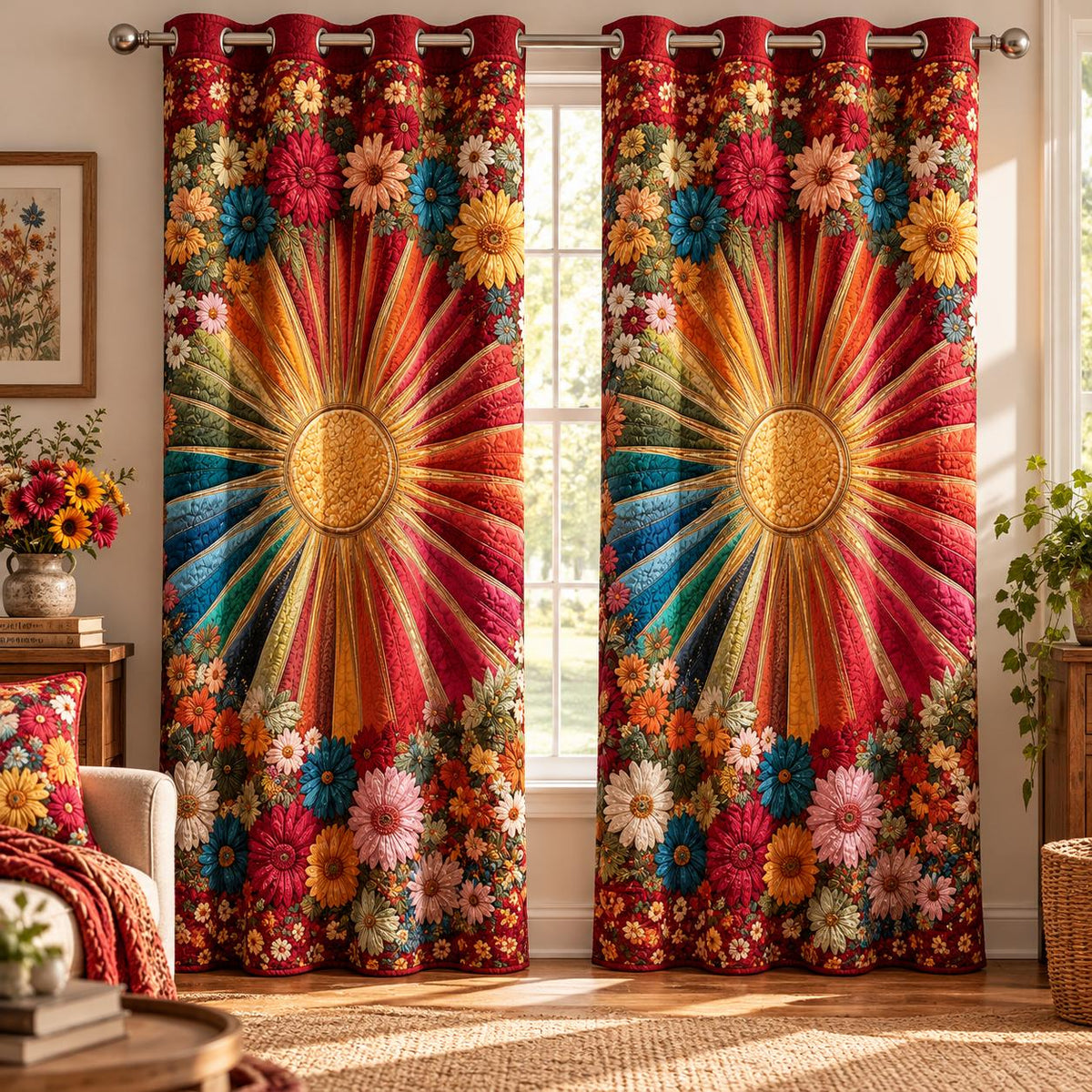 Meadow Bloom Grommet Curtains QV21GRMCT