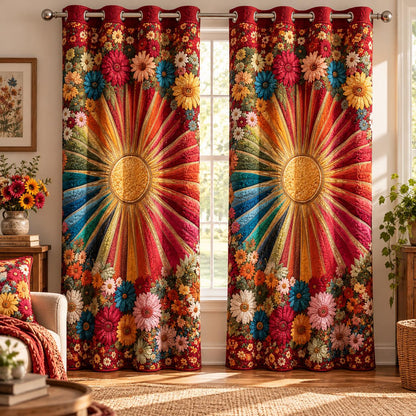 Meadow Bloom Quilted Curtains QV21QLTCT