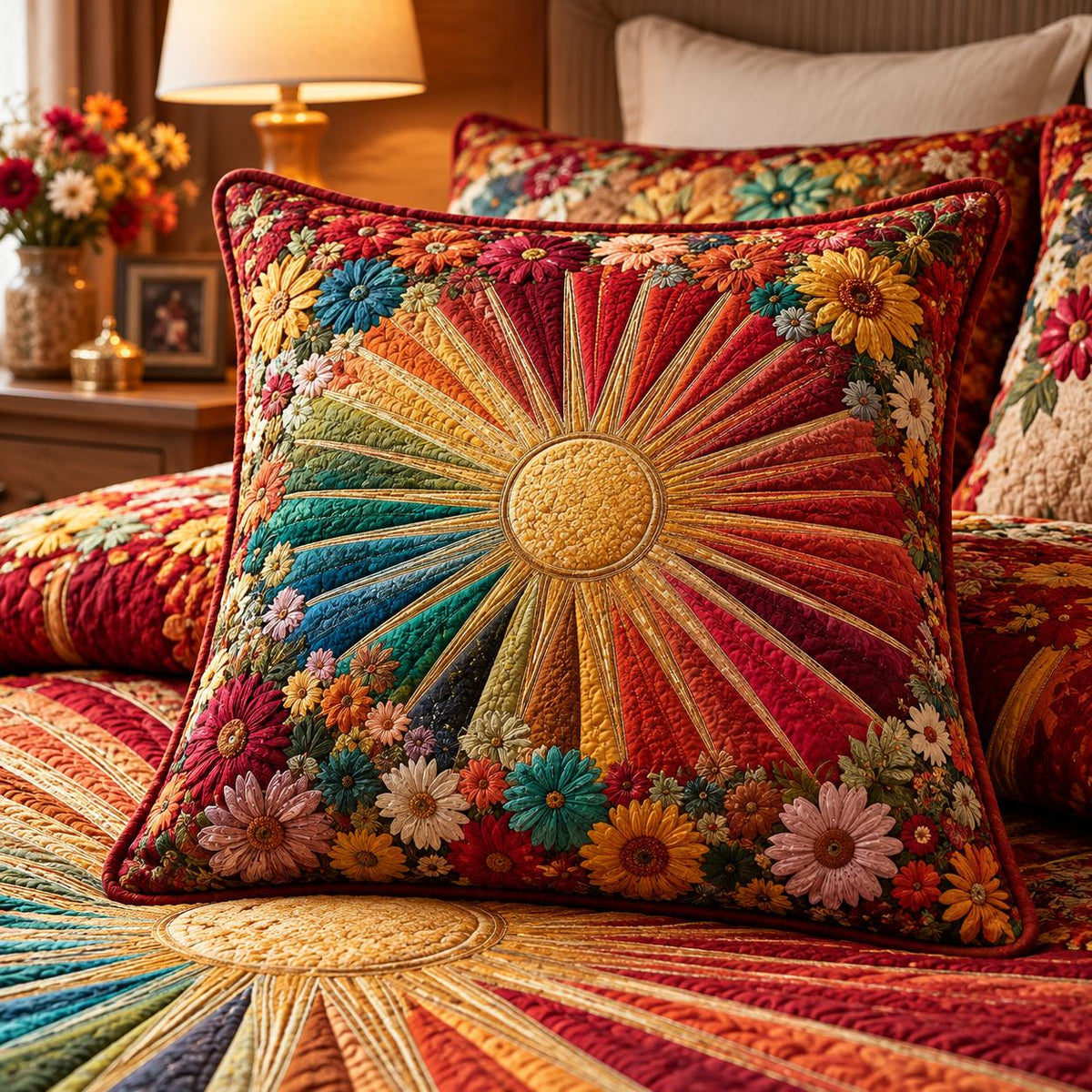 Meadow Bloom Quilted Pillow Cover QV21QLTPLC