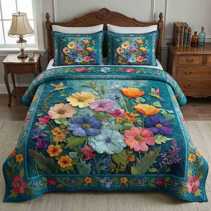 Soft Petal Dream Quilted Bedding Set QV28