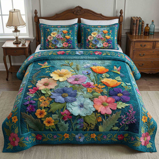 Soft Petal Dream Quilted Bedding Set QV28