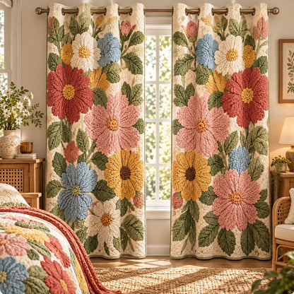 Retro Daisy Quilted Curtains QV29QLTCT
