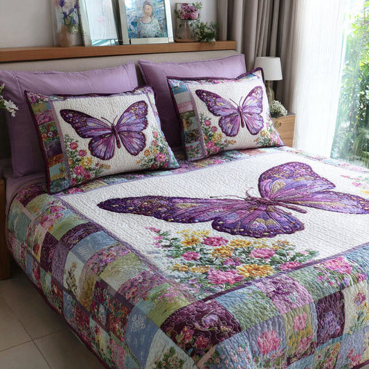 Butterfly Petals Quilted Bedding Set QV31