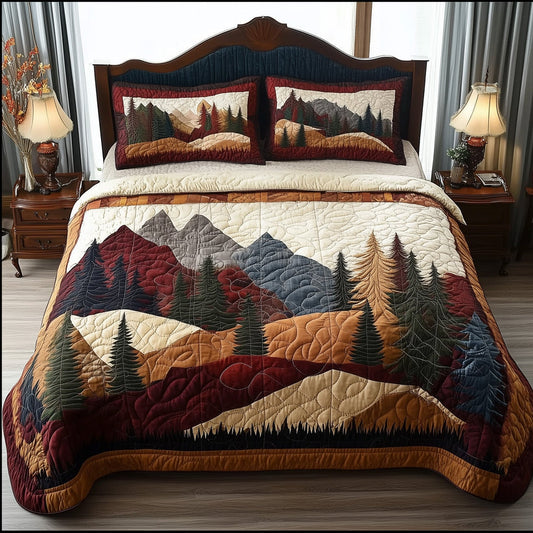 Rustic Mountain Landscape Quilted Bedding Set QV35