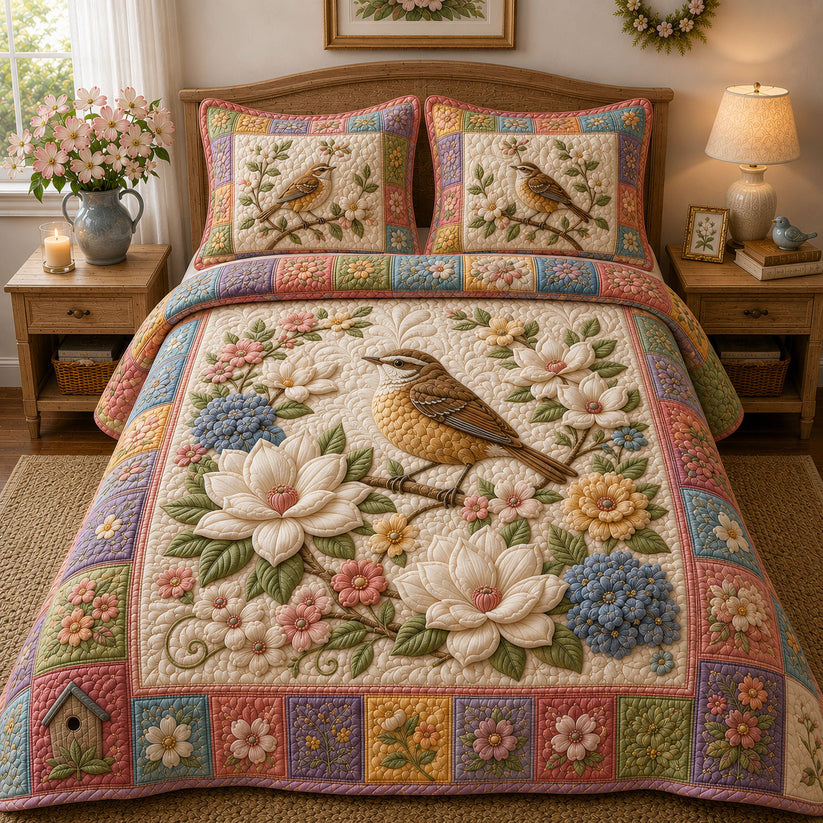 The Magnolia & Songbird Quilted Bedding Set QV37