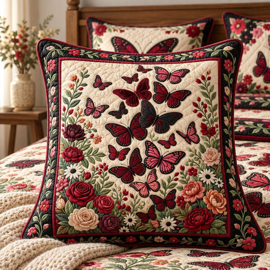 Butterfly Garden Quilted Pillow Cover QV42QLTPLC