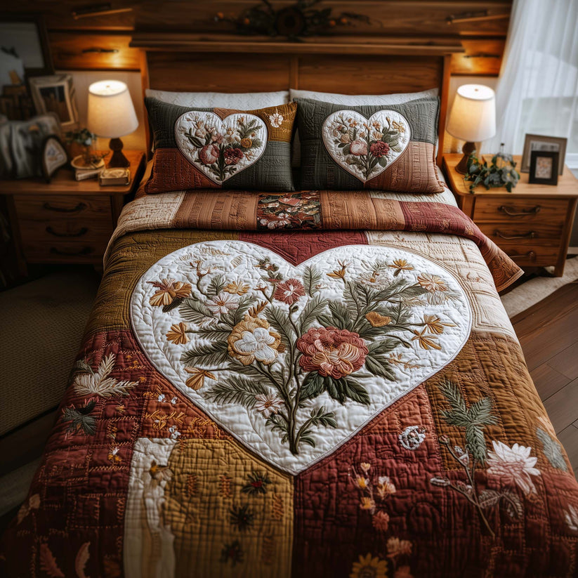 Blossom Heart Quilted Bedding Set QV44