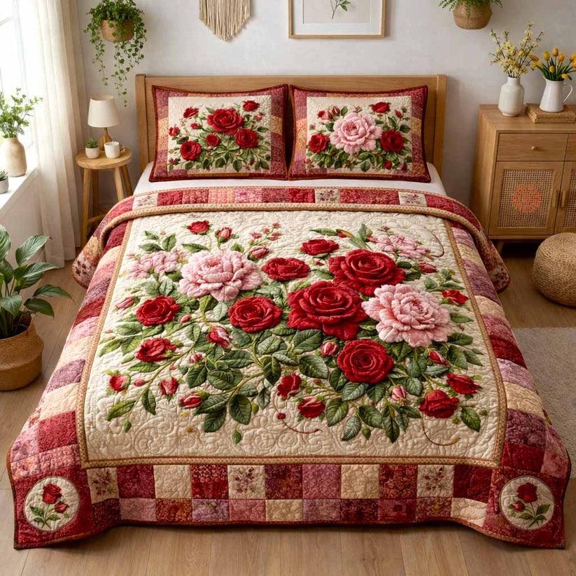 Cottage Bloom Quilted Bedding Set QV47