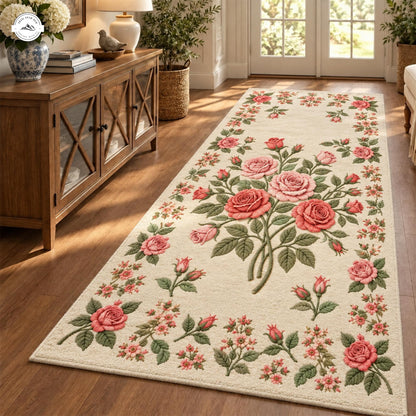 Rose Bloom Plush Runner Rug QV50RUGHN117