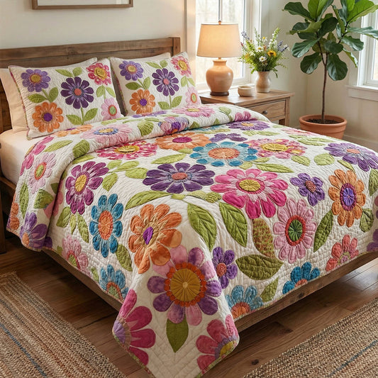 Country Flowers Haven Quilted Bedding Set QV55