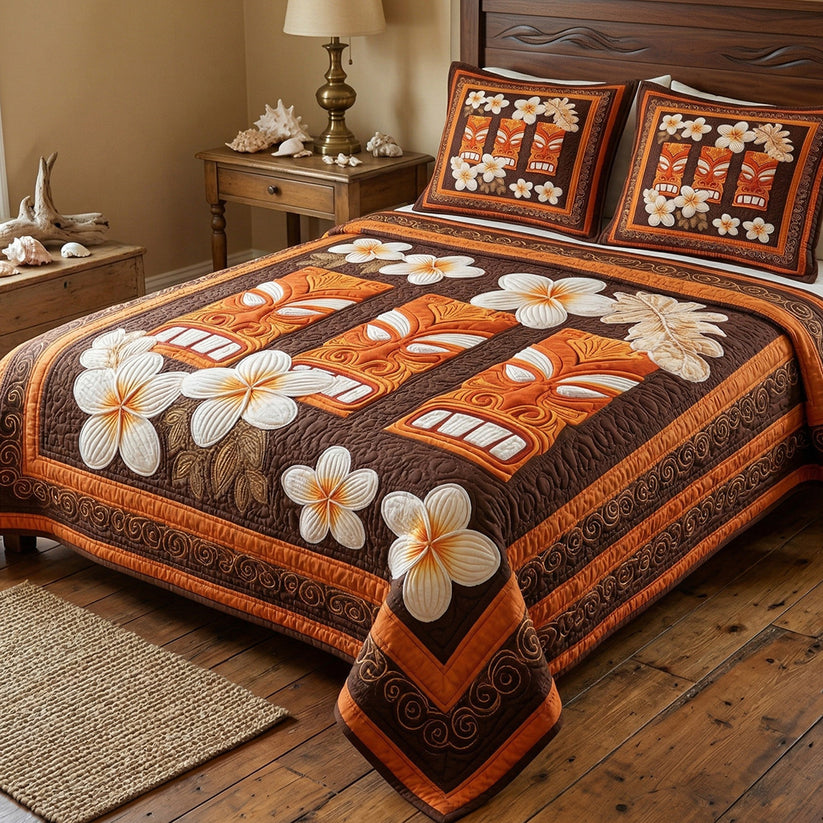 Hawaiian Tiki Totem Quilted Bedding Set QV56