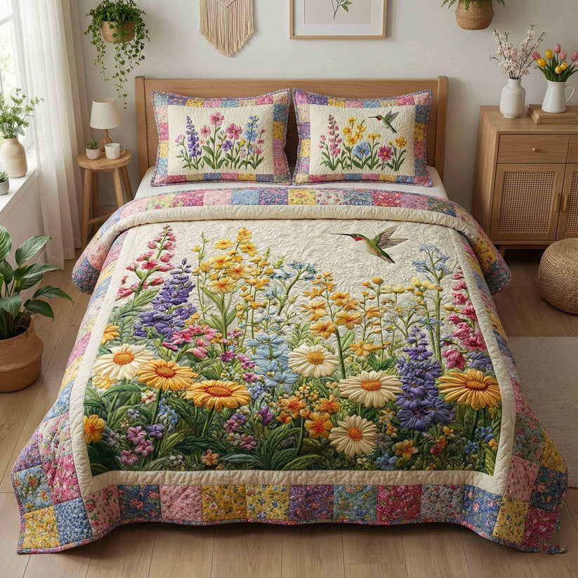 Spring Meadow Bloom Quilted Bedding Set QV59