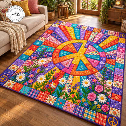 Rainbow Bloom Faux Cashmere Area Rug QV61FCARUG