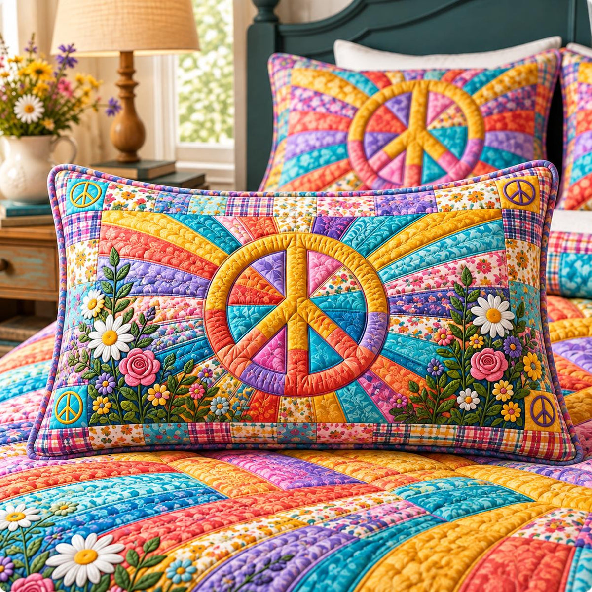 Rainbow Bloom Quilted Pillow Cover QV61QLTPLC