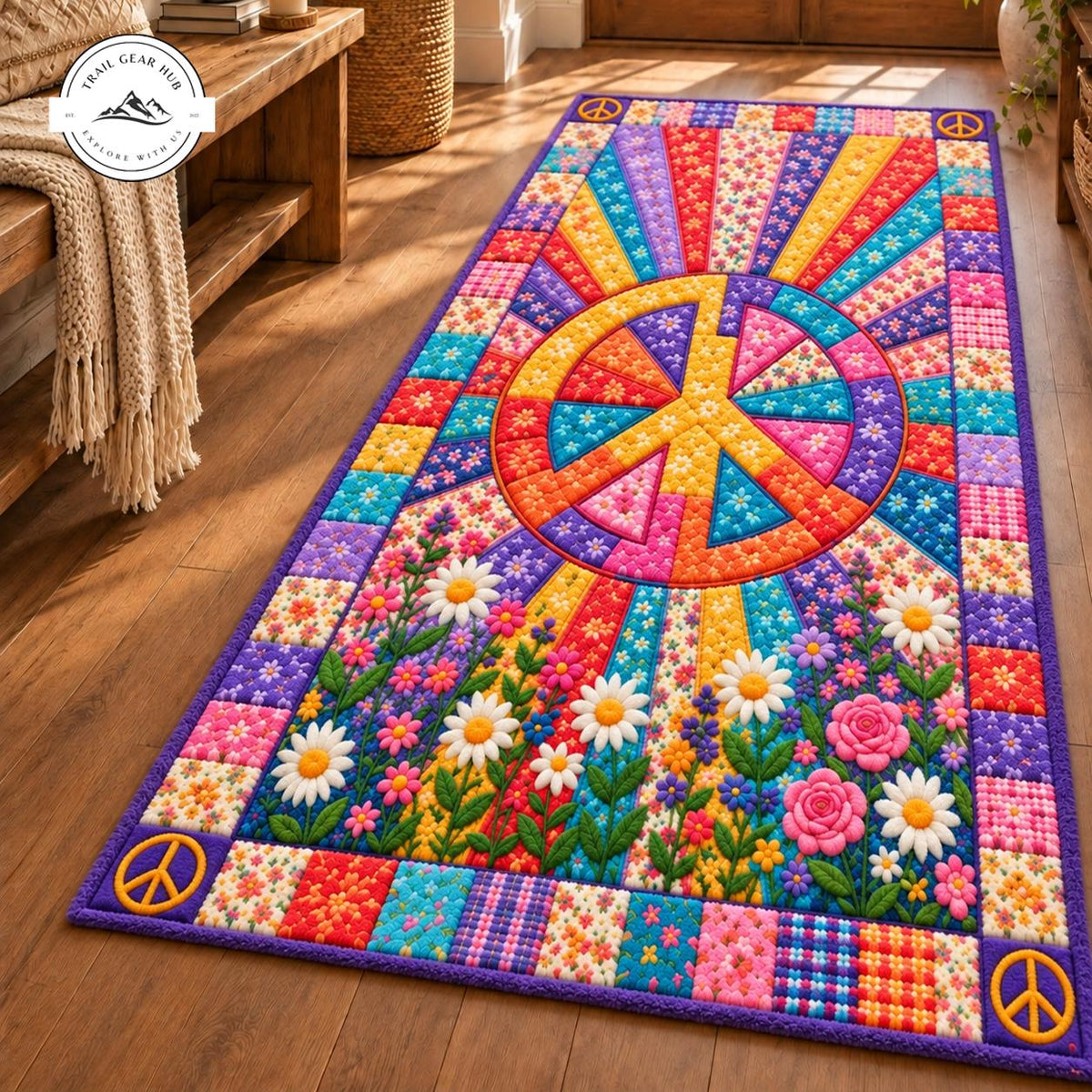 Rainbow Bloom Plush Runner Rug QV61RUGHN117