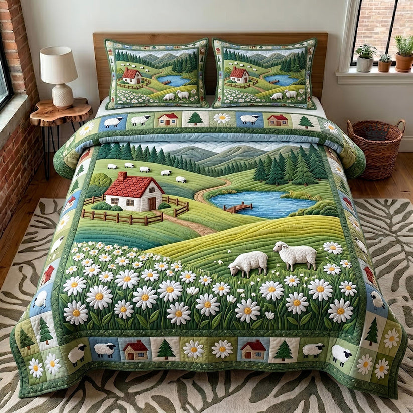 Blossom Meadow Quilted Bedding Set QV66