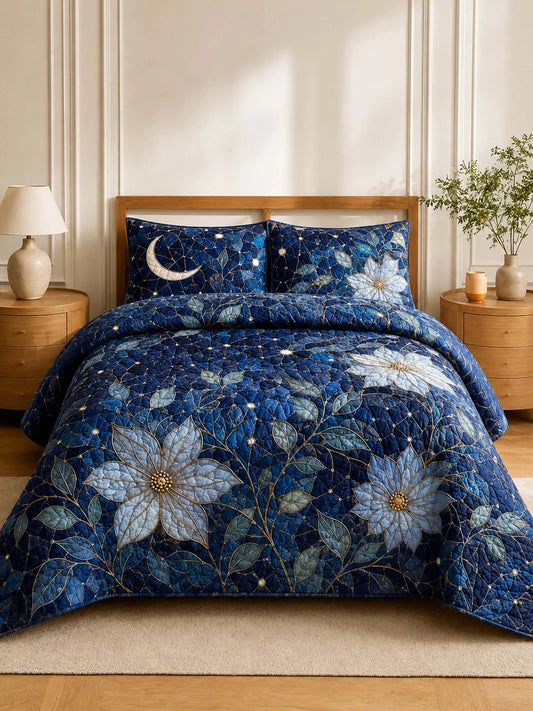 Moonlit Floral Quilted Bedding Set QV71