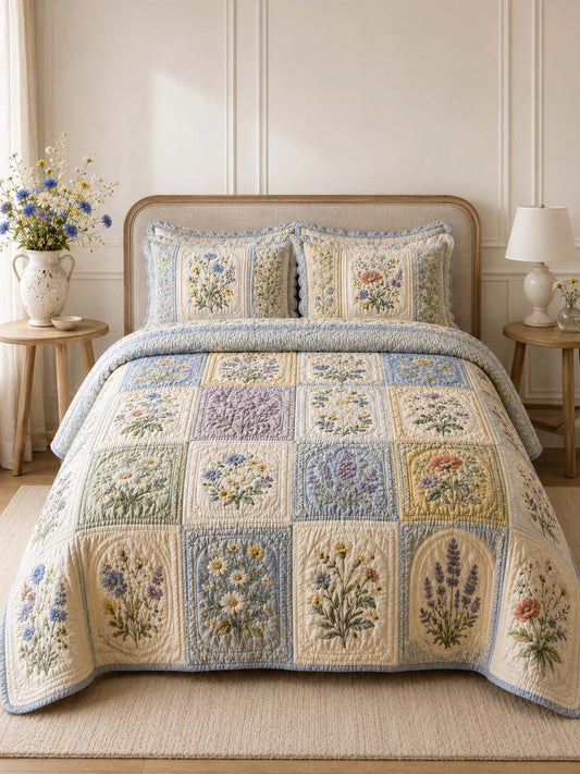 Wildflower Patchworl Quilted Bedding Set QV77
