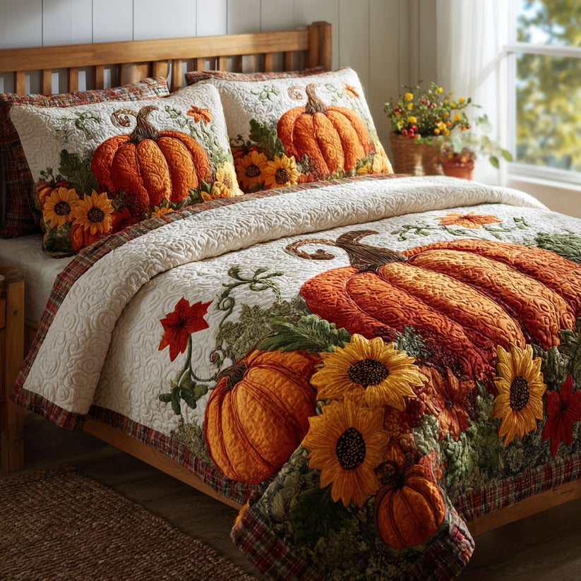 Harvest Sunflower Meadow Quilted Bedding Set QV83