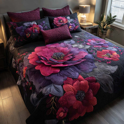 Midnight Botanical Quilted Bedding Set QV90