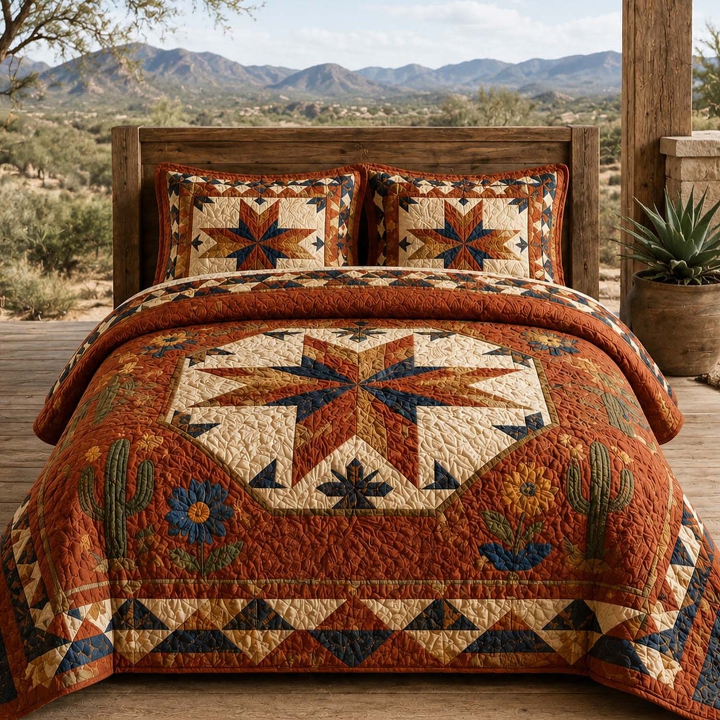 Southwestern Star Quilted Bedding Set QV93