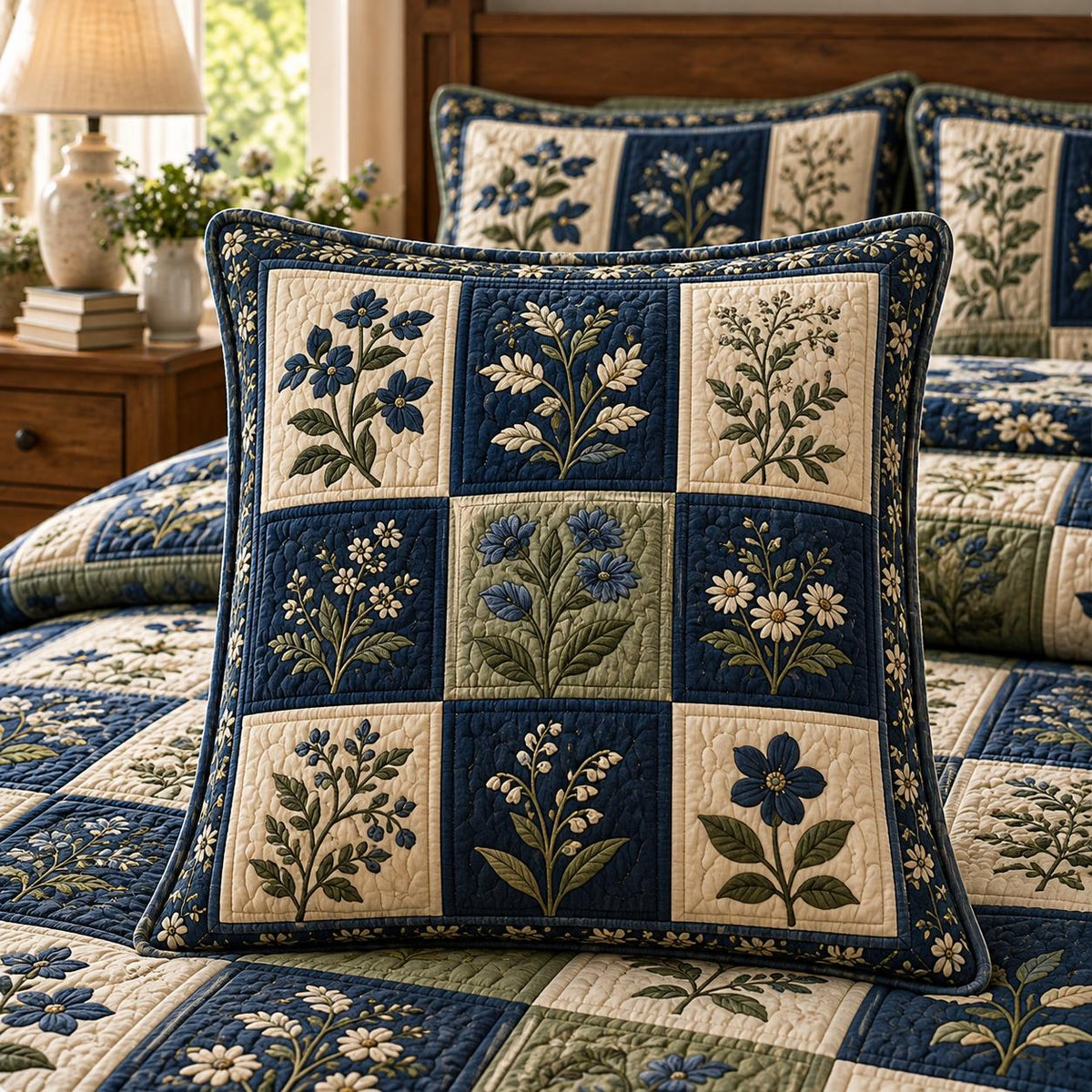 Retro Daisy Quilted Pillow Cover QV95QLTPLC