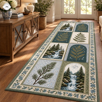Forest Fern & Waterfall Plush Runner Rug QV99RUGHN117