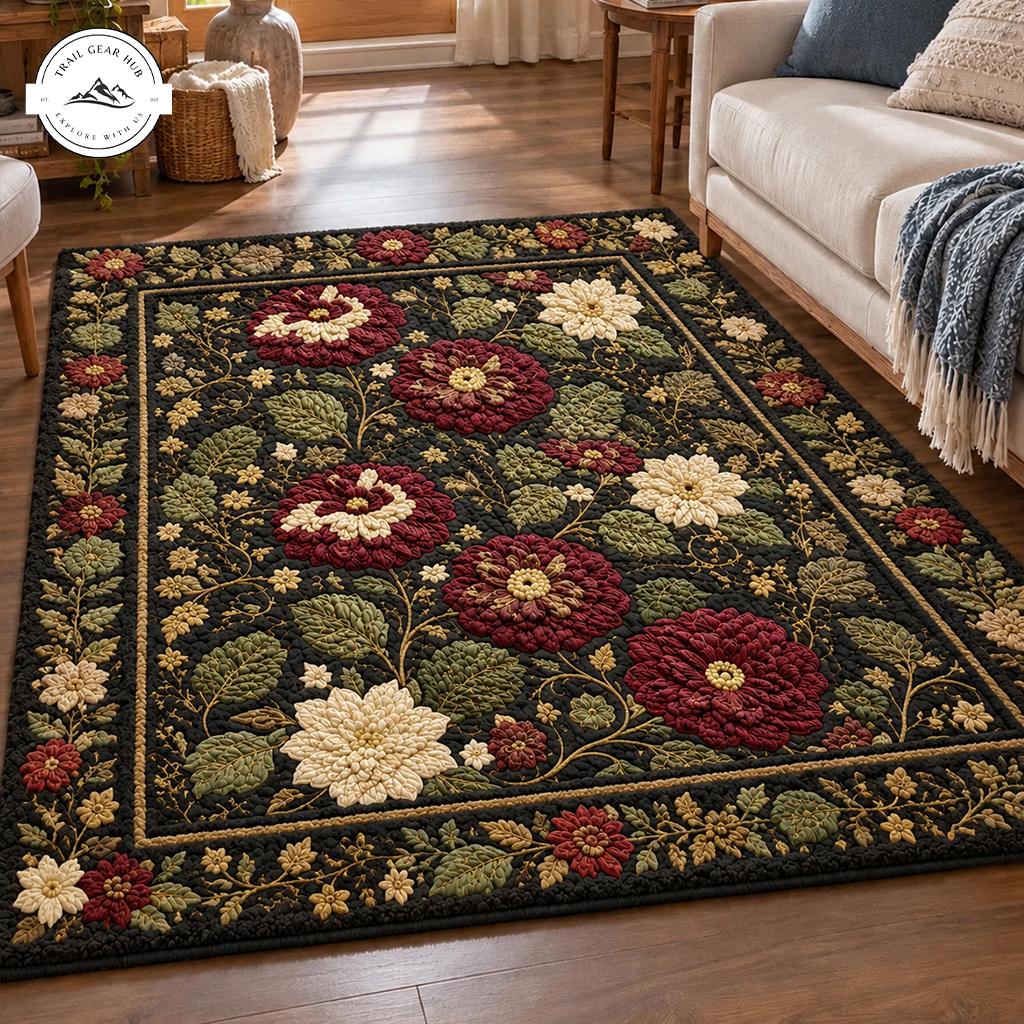 Heritage Country Floral Faux Cashmere Area Rug QV105FCARUG