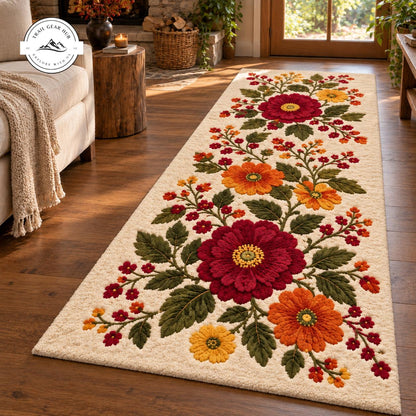 Vintage Floral Tufted Plush Runner Rug QV106RUGHN117