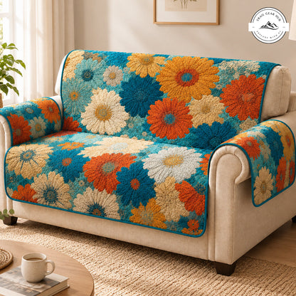 Bohemian Teal Floral Quilted Seat Sofa QV112QLTSS