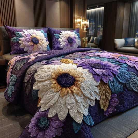 Midnight Petals Quilted Bedding Set QV117
