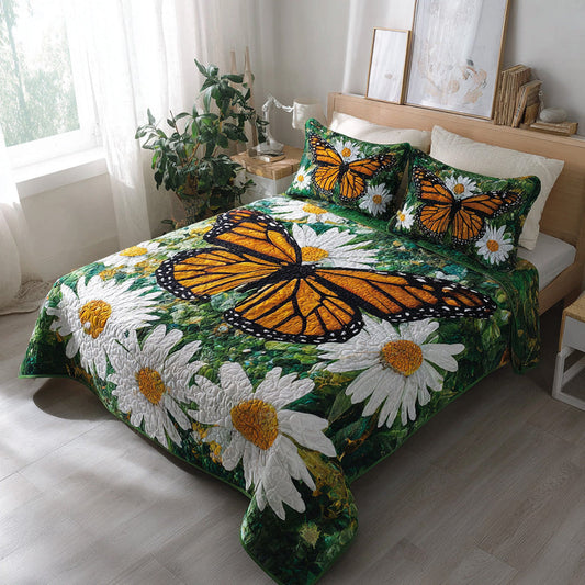 Monarch Butterfly & Daisy Quilted Bedding Set QV120