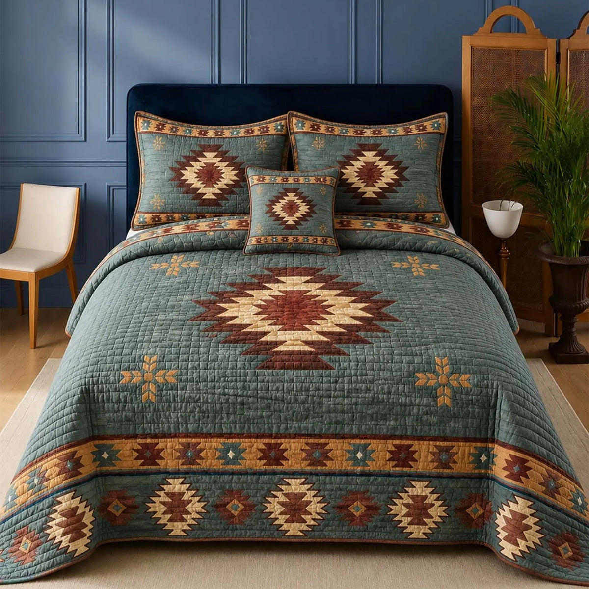 Vintage Southwestern Quilted Bedding Set QV130