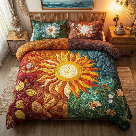 Sunflower Patch Quilted Bedding Set QV136