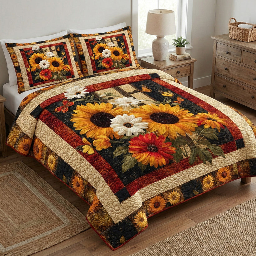 Autumn Sunflower Quilted Bedding Set QV153