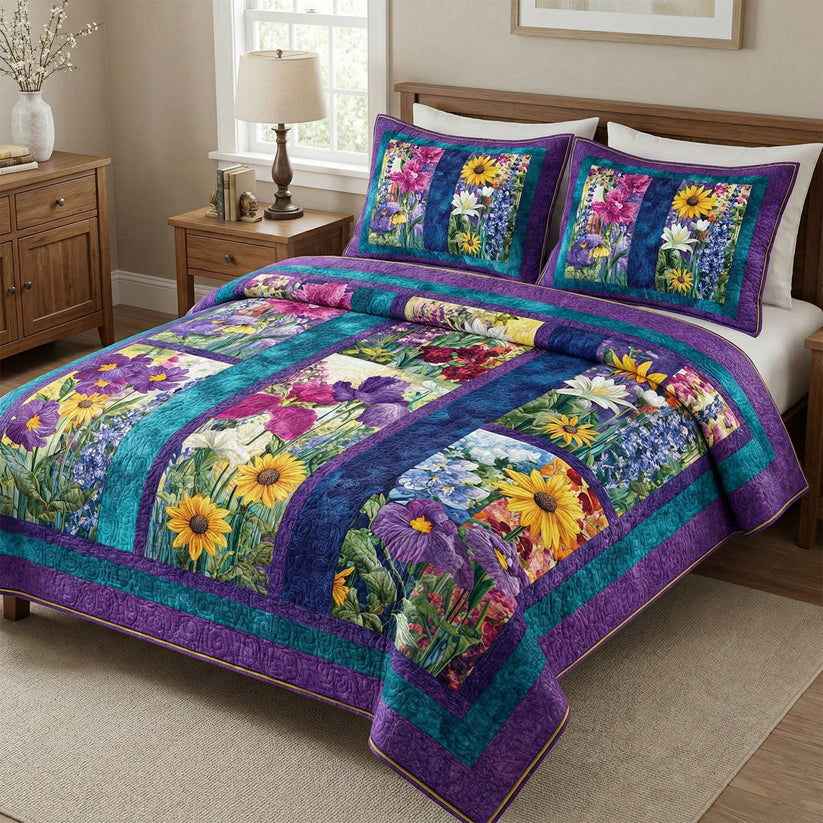 Royal Garden Floral Quilted Bedding Set QV156