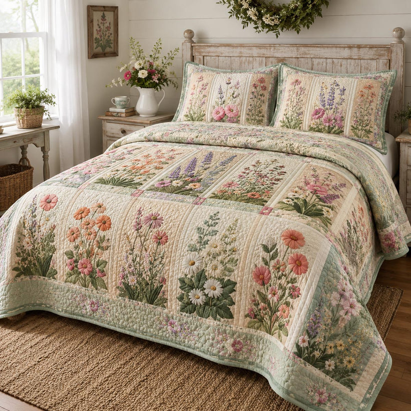 Wildflower Meadow Quilted Bedding Set QV163