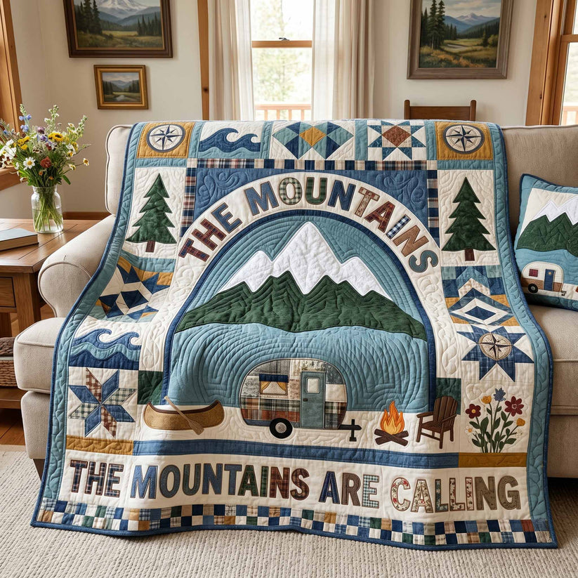 Mountains Calling Quilted Blanket QV02