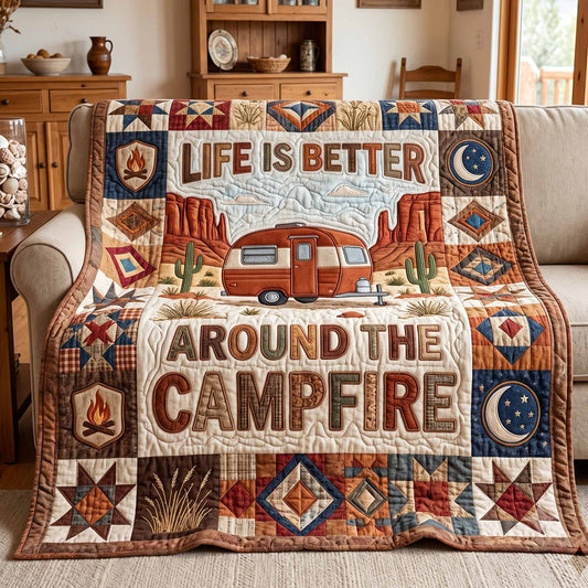 Around Campfire Quilted Blanket QV04