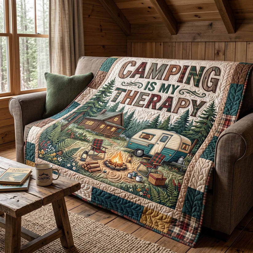 Camping Therapy Quilted Blanket QV05
