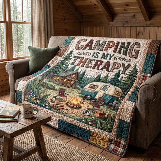 Camping Therapy Quilted Blanket QV05