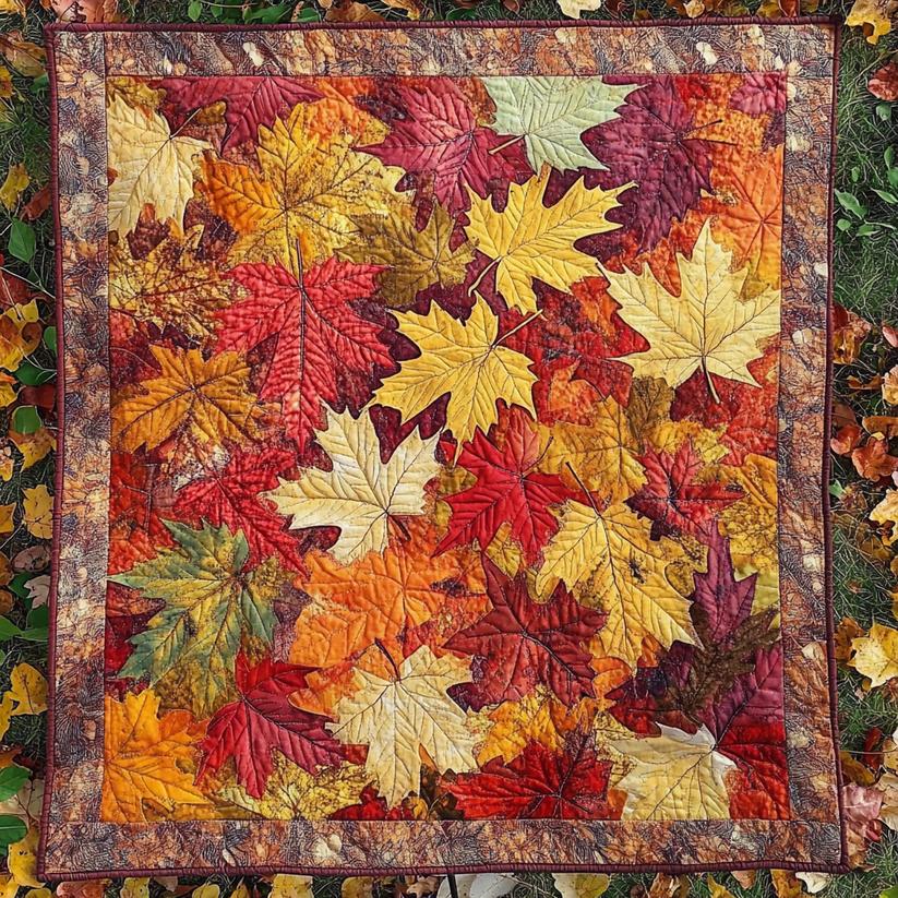 Amber Autumn Whispers Quilted Blanket QV10