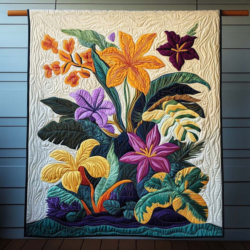 Tropical Bloom Quilted Blanket QV12