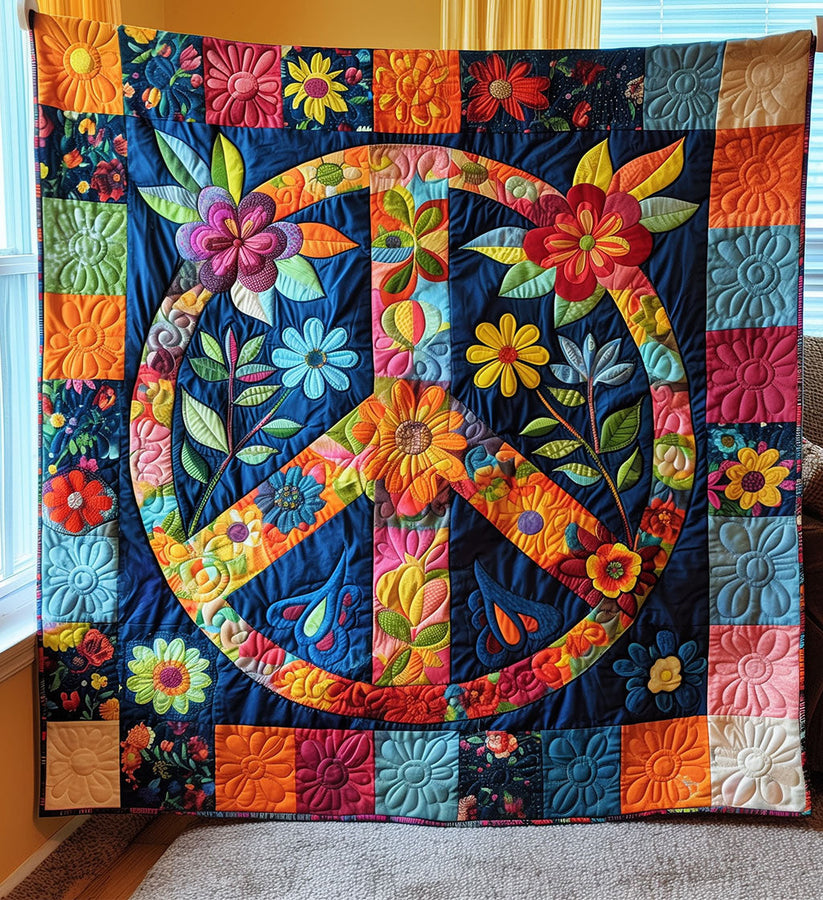 Floral Peace Quilted Blanket QV15