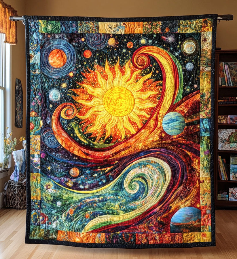 Celestial Sun & Galaxy Quilted Blanket QV16