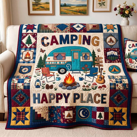 Camping Happy Quilted Blanket QV23