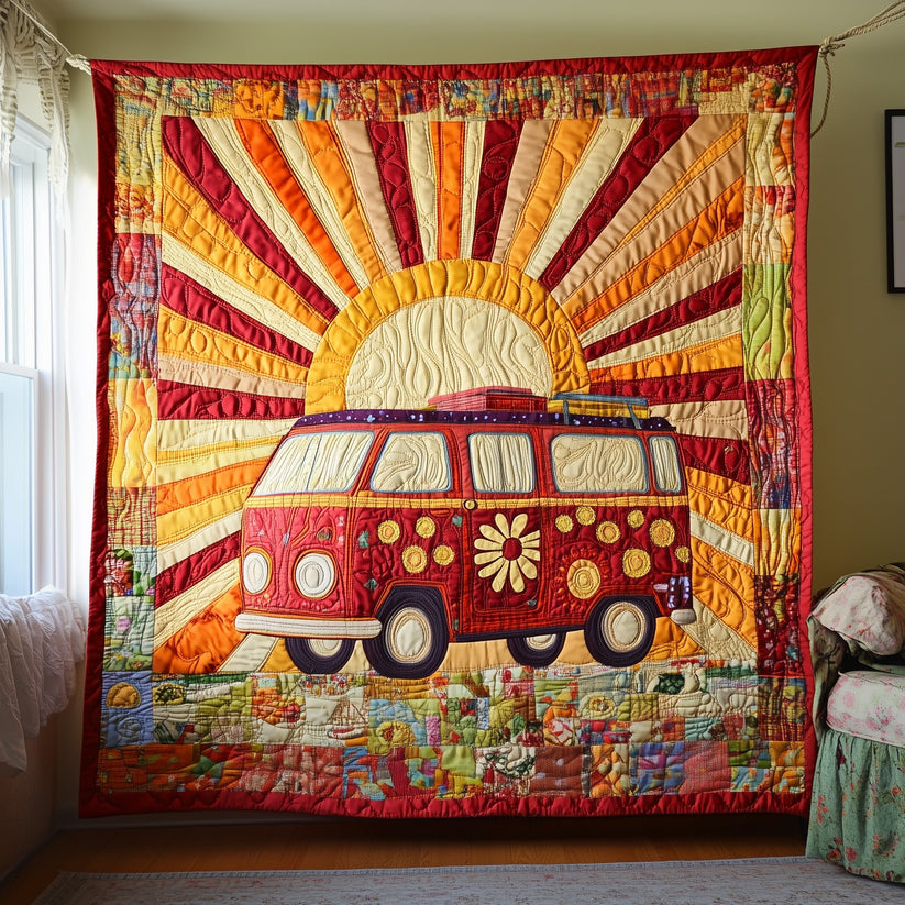Sunburst & Camper Van Quilted Blanket QV34