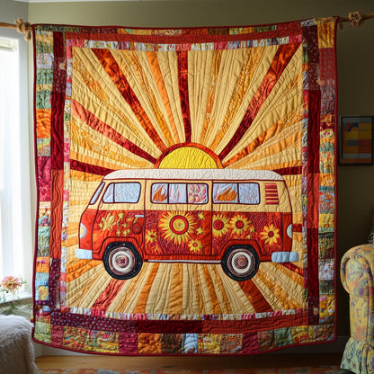 Boho Sunbeam & Camper Van Quilted Blanket QV35