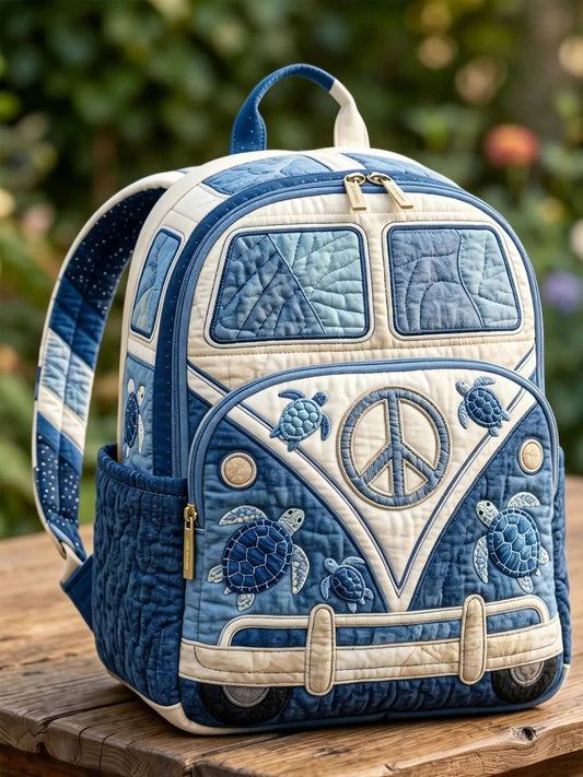 Vintage Hippie Camper Van Quilted Backpack QV03