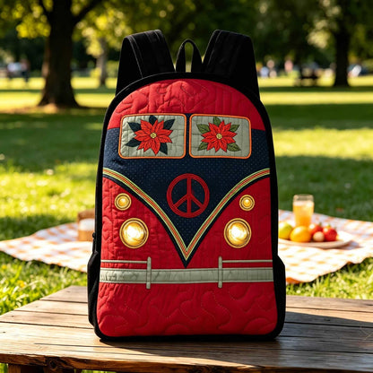 Christmas Bus Quilted Backpack With Black Strap QV08